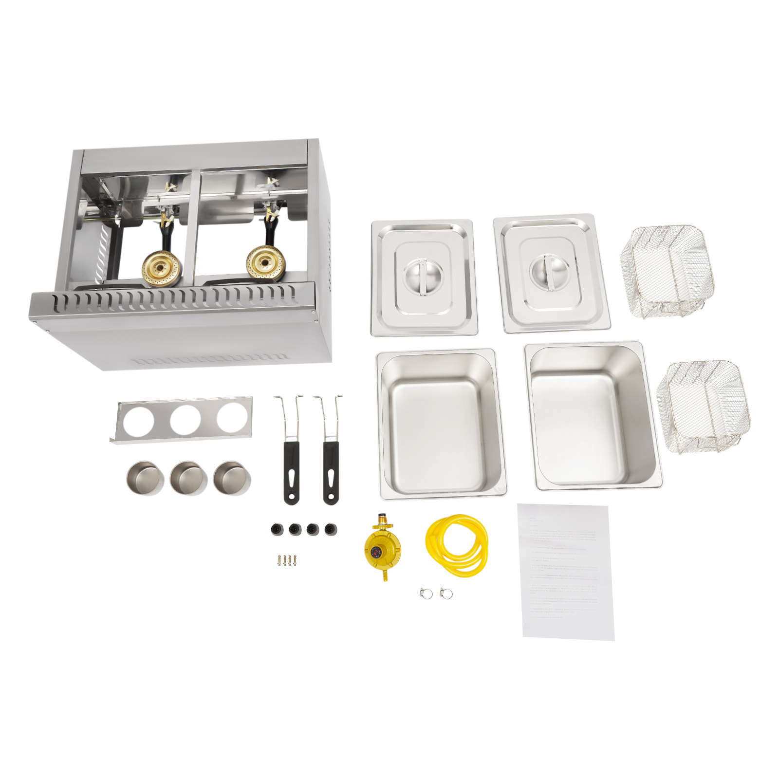 Deep Fryer Stainless - Commerciële dubbele friteuse met twee tanks,