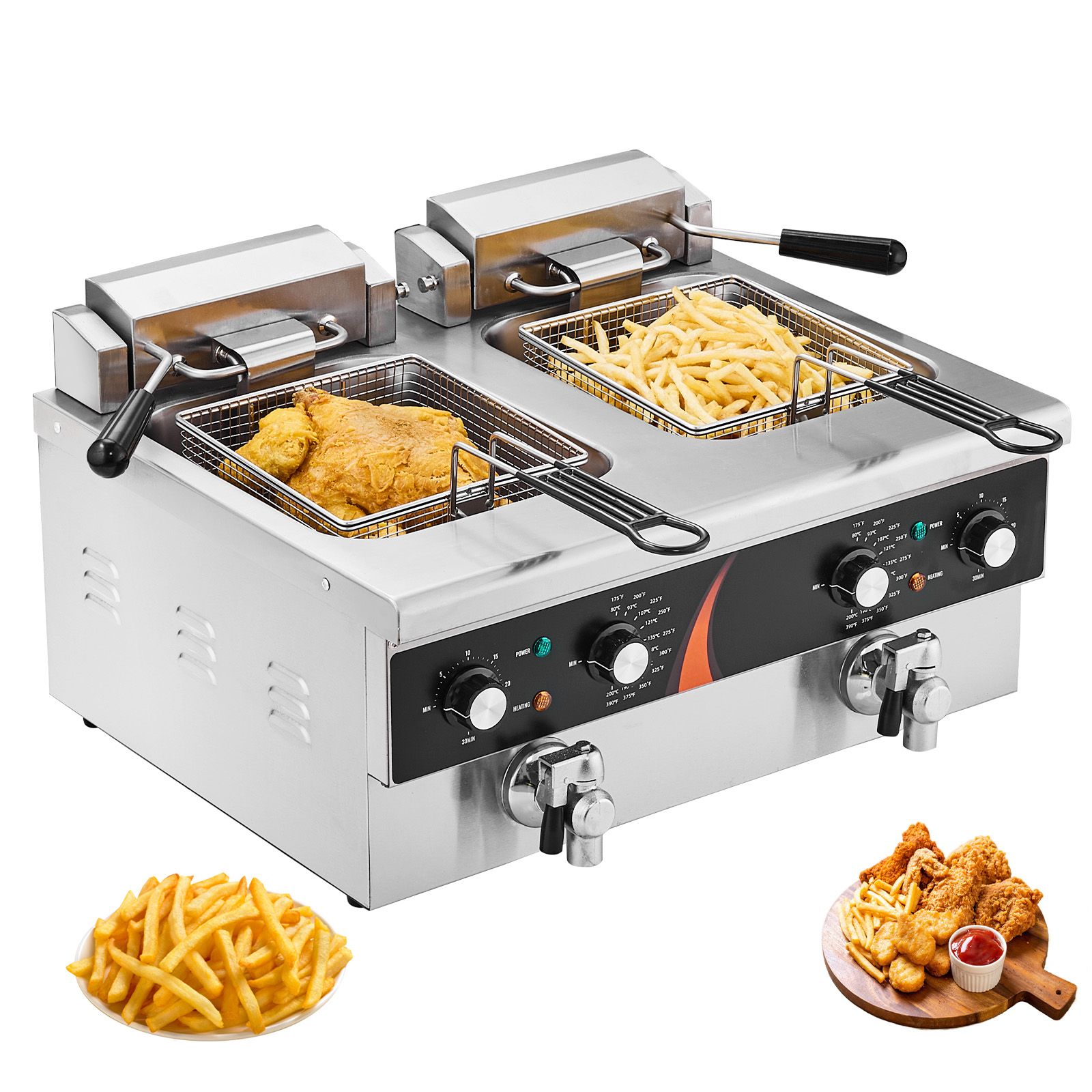 Deep Fryer Stainless - Commerciële friteuse 3500W, elektrische friteuse met