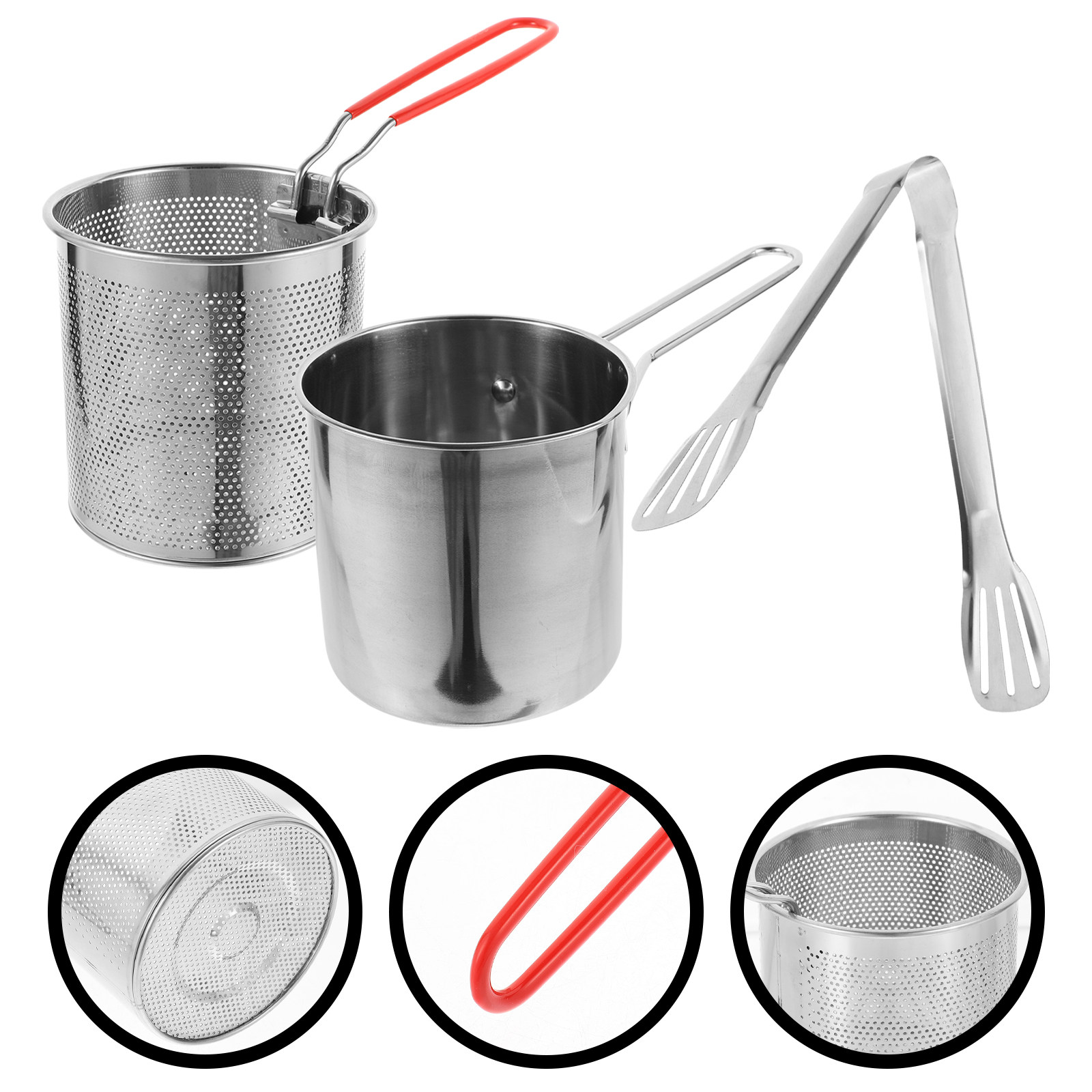 Deep Fryer Stainless - 1Set roestvrijstalen multifunctionele frituurpan Metalen frituurmand