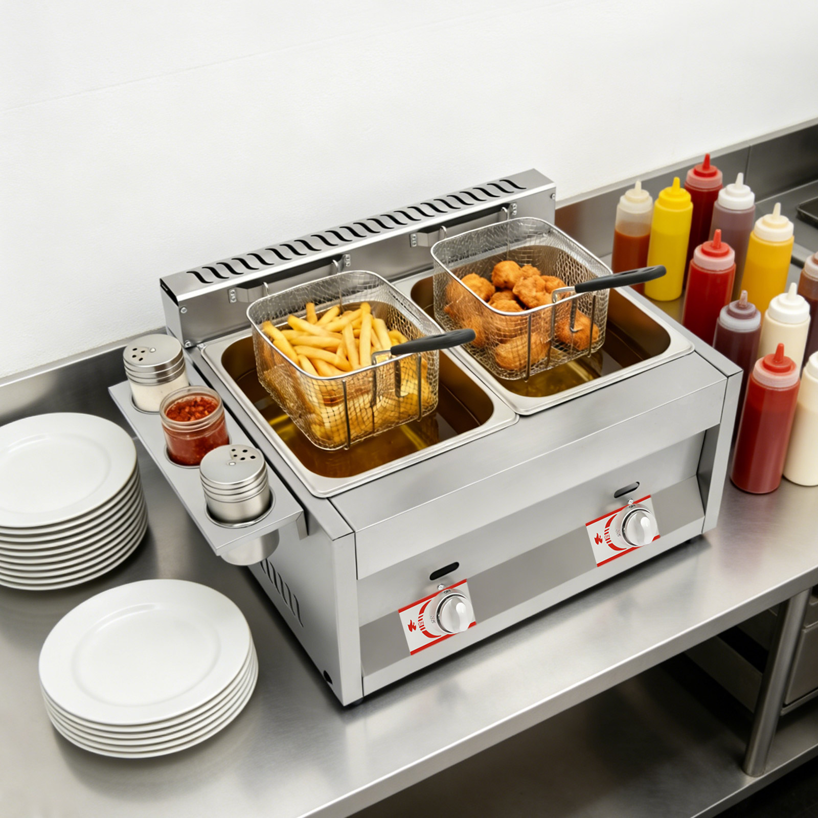 Commerciële dubbele friteuse m - Deep Fryer Stainless recensie en prijs