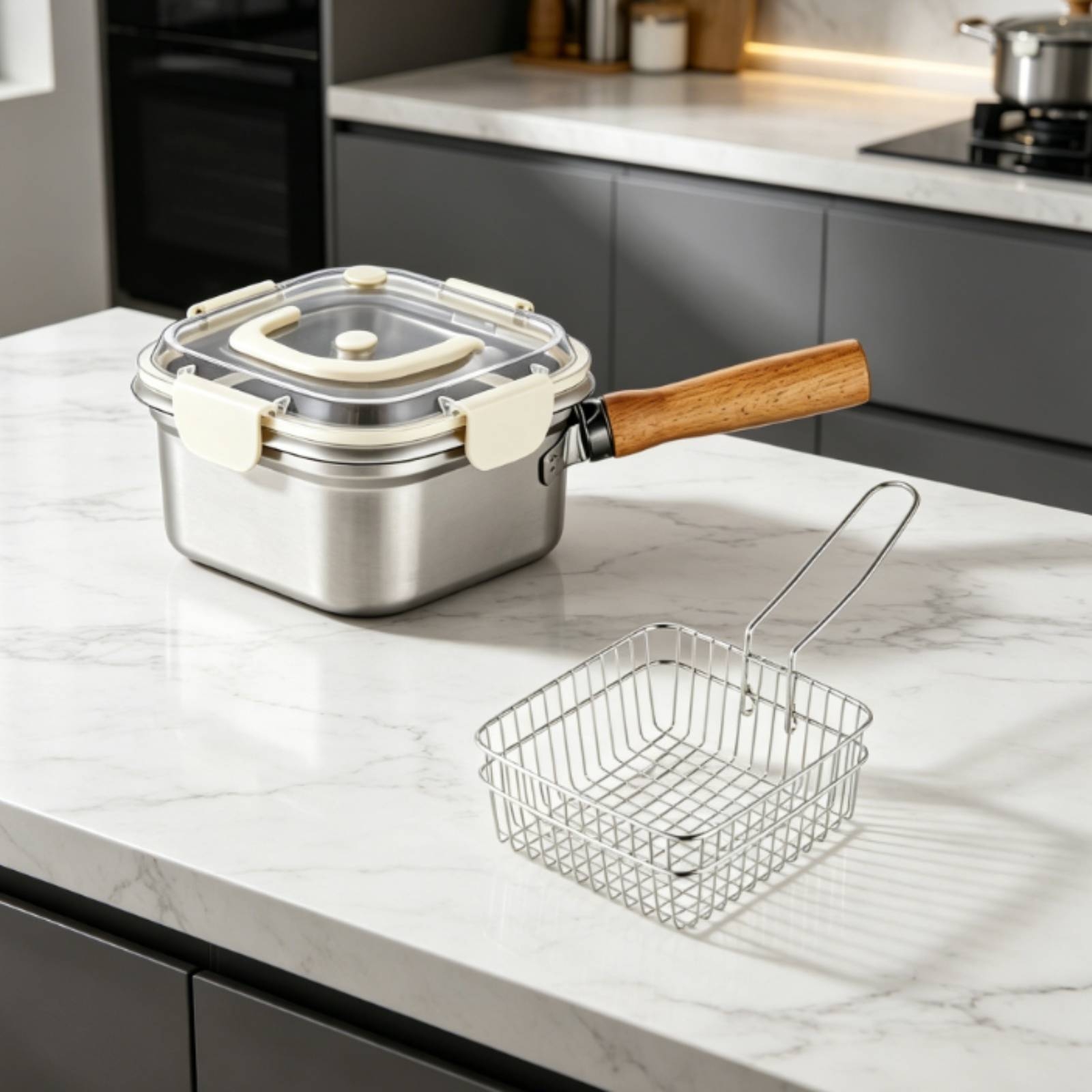 2-delige friteusepan met dekse - Deep Fryer Stainless recensie en prijs
