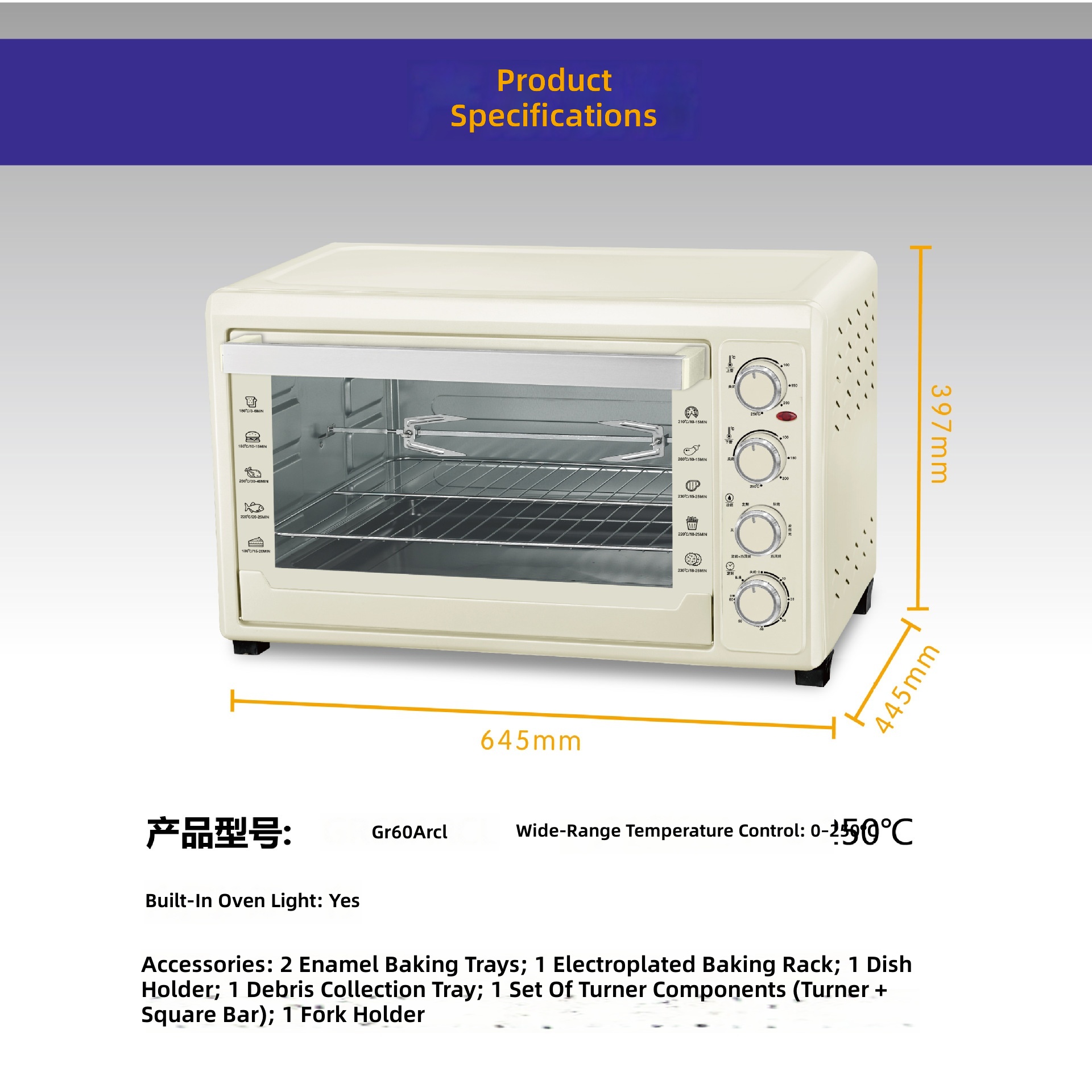 Elektrische oven 60L, 4-laags  - Kitchen Appliances Ideas recensie en prijs